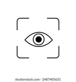 A simple line drawing of an eye inside a square frame