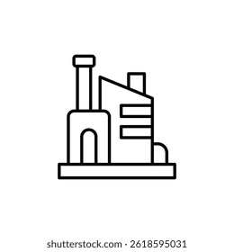 Dibujo de línea simple del edificio de la fábrica o gráfico industrial de la planta