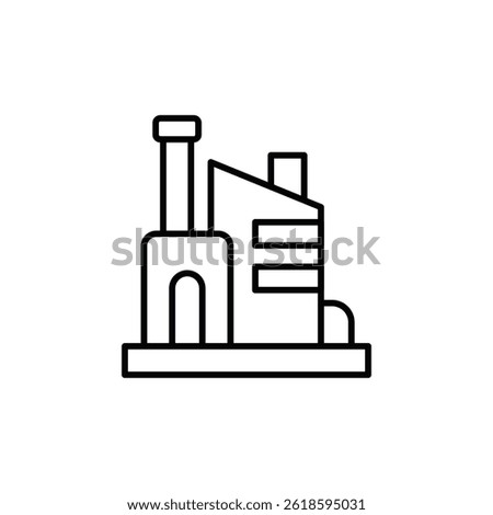 Simple line drawing of factory building or industrial plant graphic