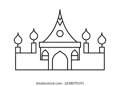Simple line drawing of a fairytale castle
