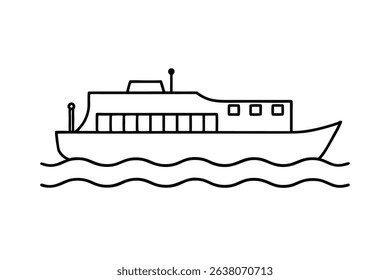 Simple line drawing of a ferry boat on water