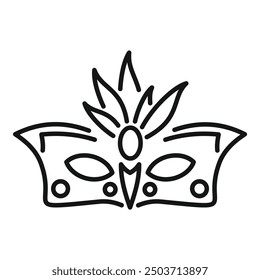 Simple line drawing of a festive carnival mask, perfect for depicting masquerade parties and celebrations