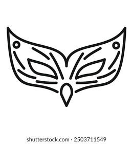 Simple line drawing of a festive mardi gras mask, perfect for projects related to celebration and carnivals