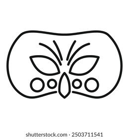 Simple line drawing of a festive mask suggesting carnival celebrations and masquerade balls