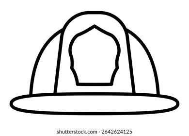 Simple line drawing of firefighter helmet icon. Clipart image isolated on background.