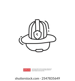 A simple line drawing of a firefighter's helmet, symbolizing safety and emergency services.