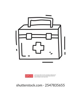 A simple line drawing of a first aid kit, symbolizing health and safety.