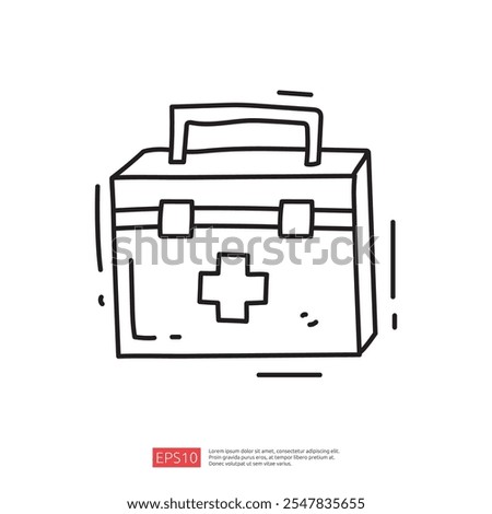 A simple line drawing of a first aid kit, symbolizing health and safety.