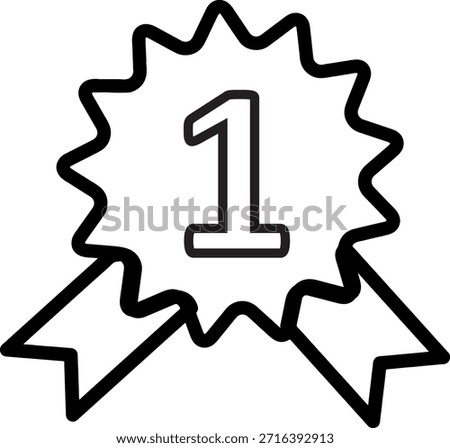 A simple line drawing of a first place ribbon award