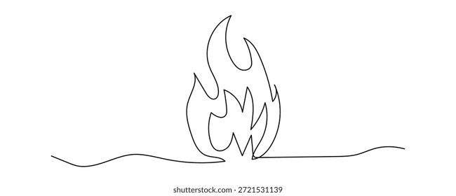 Dibujo de línea simple de un ícono de línea minimalista que quema llamas. energía, llama ardiente, ícono de fuego, arte de línea. Ilustración vectorial.