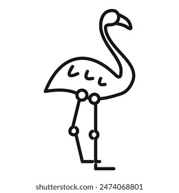 Simple line drawing of a flamingo standing on long legs