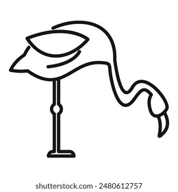 Simple line drawing of a flamingo standing on one leg