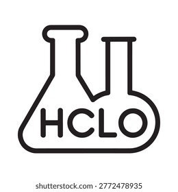 Simple line drawing of a flask containing hydrochloric acid