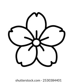 A simple line drawing of a flower with five petals and a central circle.