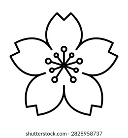 Simple line drawing of a flower with five petals and a starshaped center
