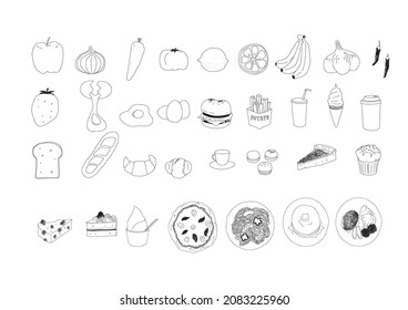 Simple Line Drawing Food Decoration Illustration Stock Vector (Royalty ...