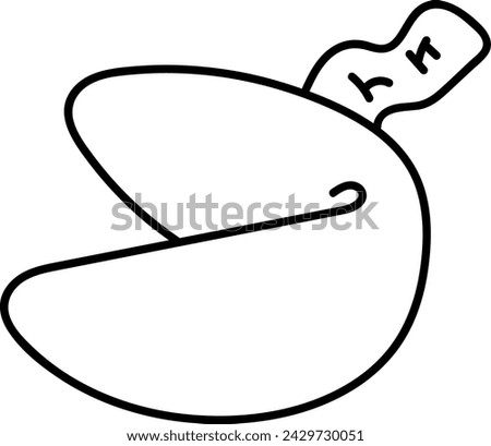Simple line drawing of a fortune cookie with a message slip peeking out, isolated on white background.