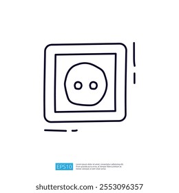 A simple line drawing of a framed image featuring a circular face with two dots for eyes, representing a minimalist art style.