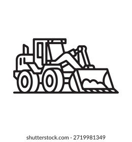 Simple line drawing of a front end loader construction vehicle illustration