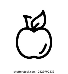 Simple Line Drawing of a Fruit with Double Green Leaves Detail