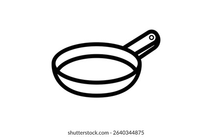 A simple line drawing of a frying pan.  Perfect for cooking related designs.