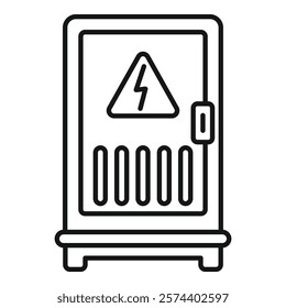 Simple line drawing of a fuse box with a high voltage warning sign