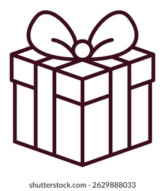 Un simple dibujo de línea de una caja de regalo con una cinta.