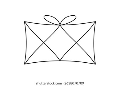 Simple line drawing of a gift box with bow