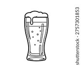 A simple line drawing of a glass of beer with foam, ideal for marketing, advertising, or lifestyle concepts.