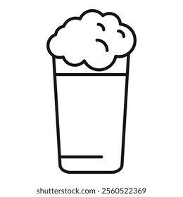 Simple line drawing of a glass of beer with a foamy head