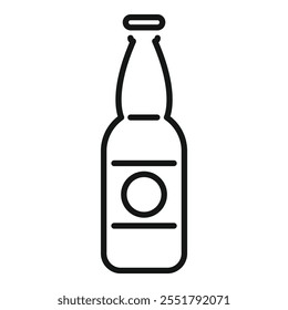 Dibujo de línea simple de una botella de vidrio con una tapa, perfecto para representar conceptos como bebidas, cerveza y bares