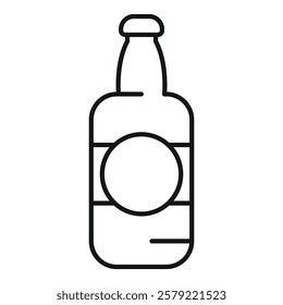 Simple line drawing of a glass bottle with a blank label, perfect for showcasing your beverage brand