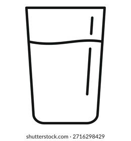 Dibujo de línea simple de un vaso medio lleno de agua, que representa optimismo y positividad