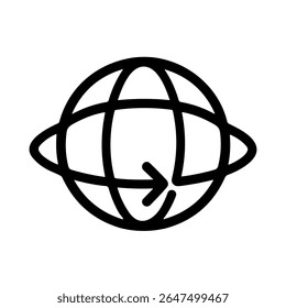 Globo de Desenho de Linha Simples com Ícone de Ilustração em Órbita de Seta