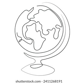 simple line drawing of a globe on a stand depicting planet earth, suitable for company logo or banners, vector