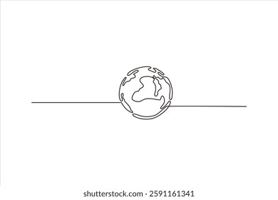 Simple line drawing of a globe representing Earth on a minimalistic background