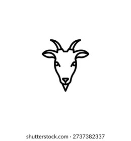 Simple line drawing of a goat s head facing forward minimalist style