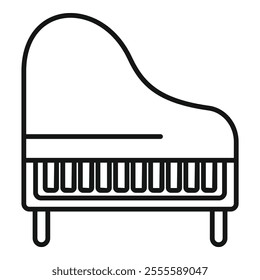 Simple line drawing of a grand piano, a timeless symbol of elegance and musicality often found in concert halls