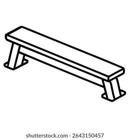 Um simples desenho de linha de um banco de ginásio isolado no fundo branco