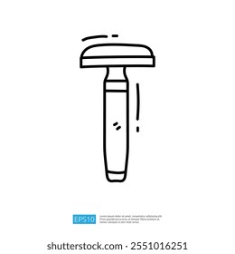 A simple line drawing of a hammer, depicting its handle and head, illustrating a tool commonly used for driving nails or breaking objects.