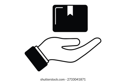 A simple line drawing of a hand with a cuff and cufflink offering a bookmarked book