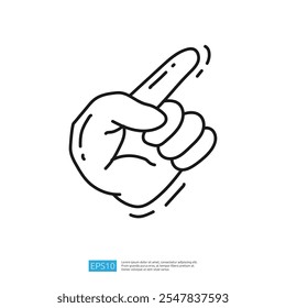 A simple line drawing of a hand with an extended index finger, suggesting a gesture of pointing or indicating something.
