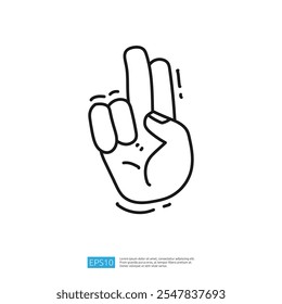 A simple line drawing of a hand making a peace sign, symbolizing harmony and goodwill.