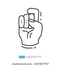 A simple line drawing of a hand making a gesture, possibly indicating a number or a signal.