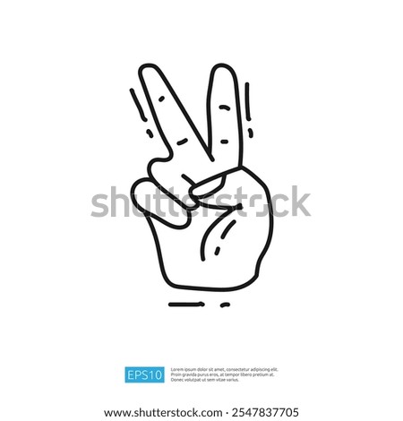 A simple line drawing of a hand making a peace sign, symbolizing harmony and goodwill.