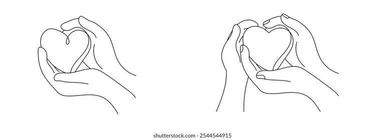 Simple line drawing of hands forming a heart shape