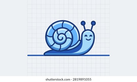 Simple line drawing of a happy snail on graph paper.