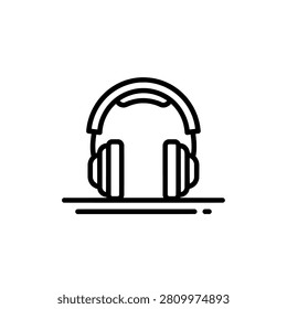 A simple line drawing of headphones on a flat surface