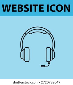 A simple line drawing of a headset icon for a website