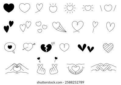 Simple line drawing heart material